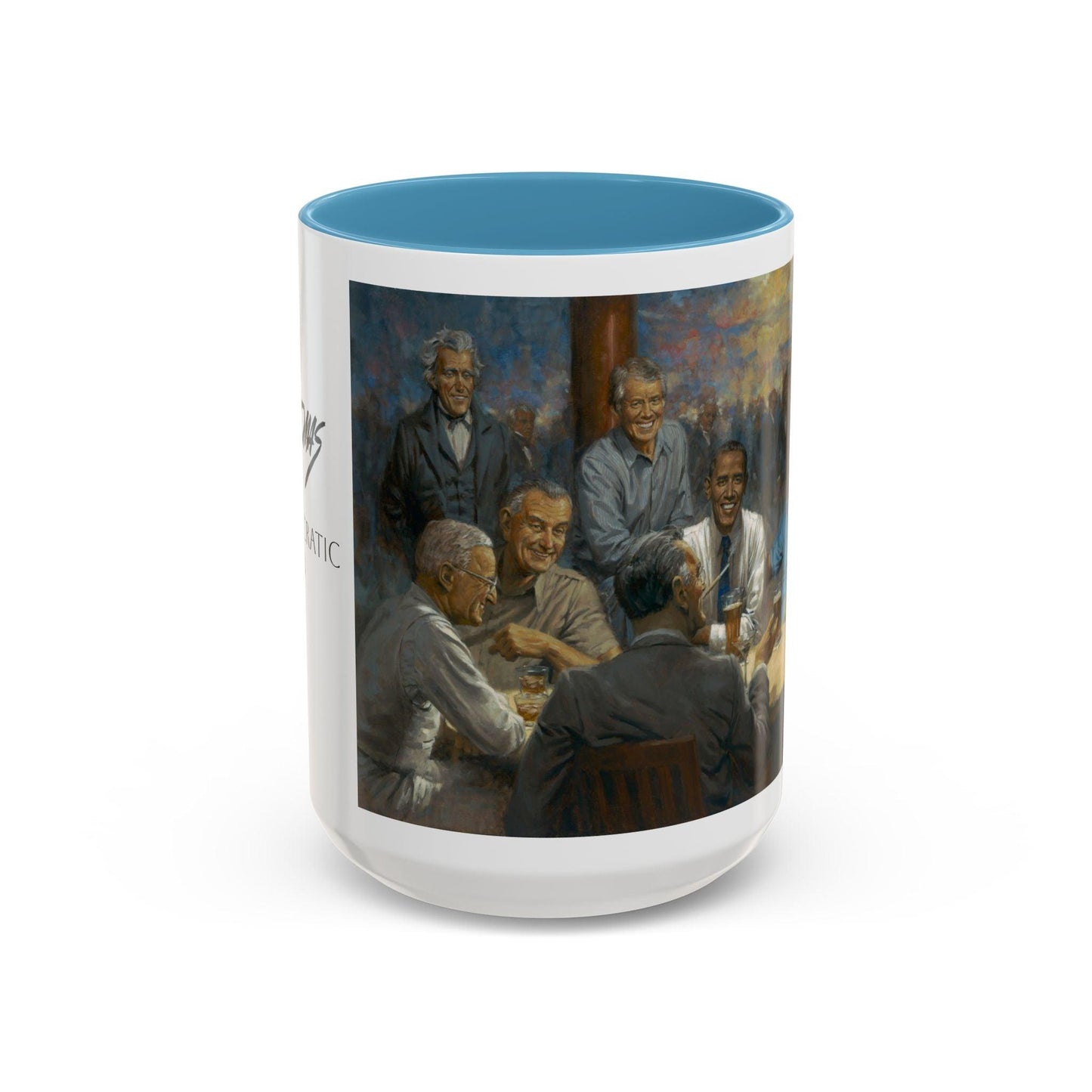 The Dem. Club Coffee Mug - 11oz & 15oz - Past Presidents Social Club with Obama Artwork - Andy Thomas Designs