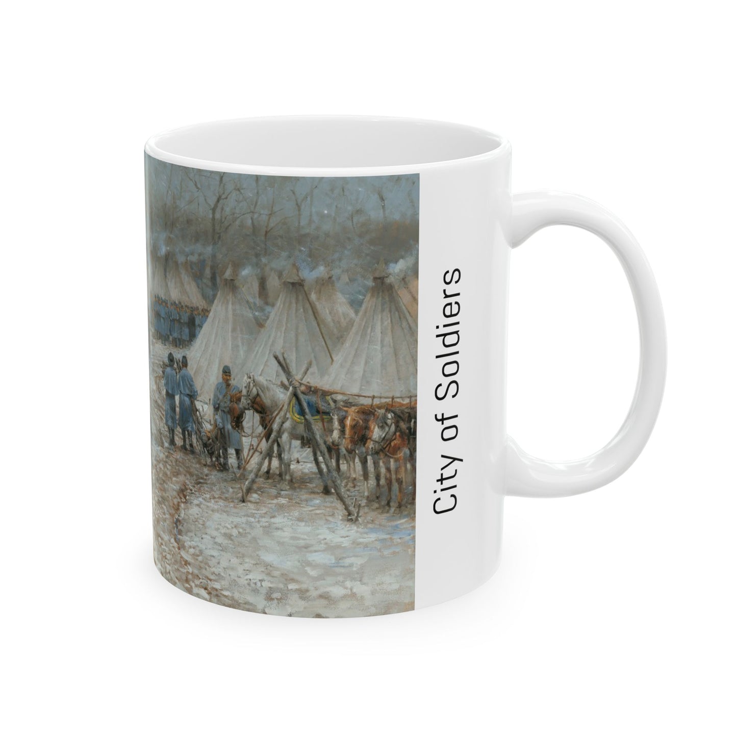 City of Soldiers - Ceramic Mug with Pea Ridge Civil War Design.