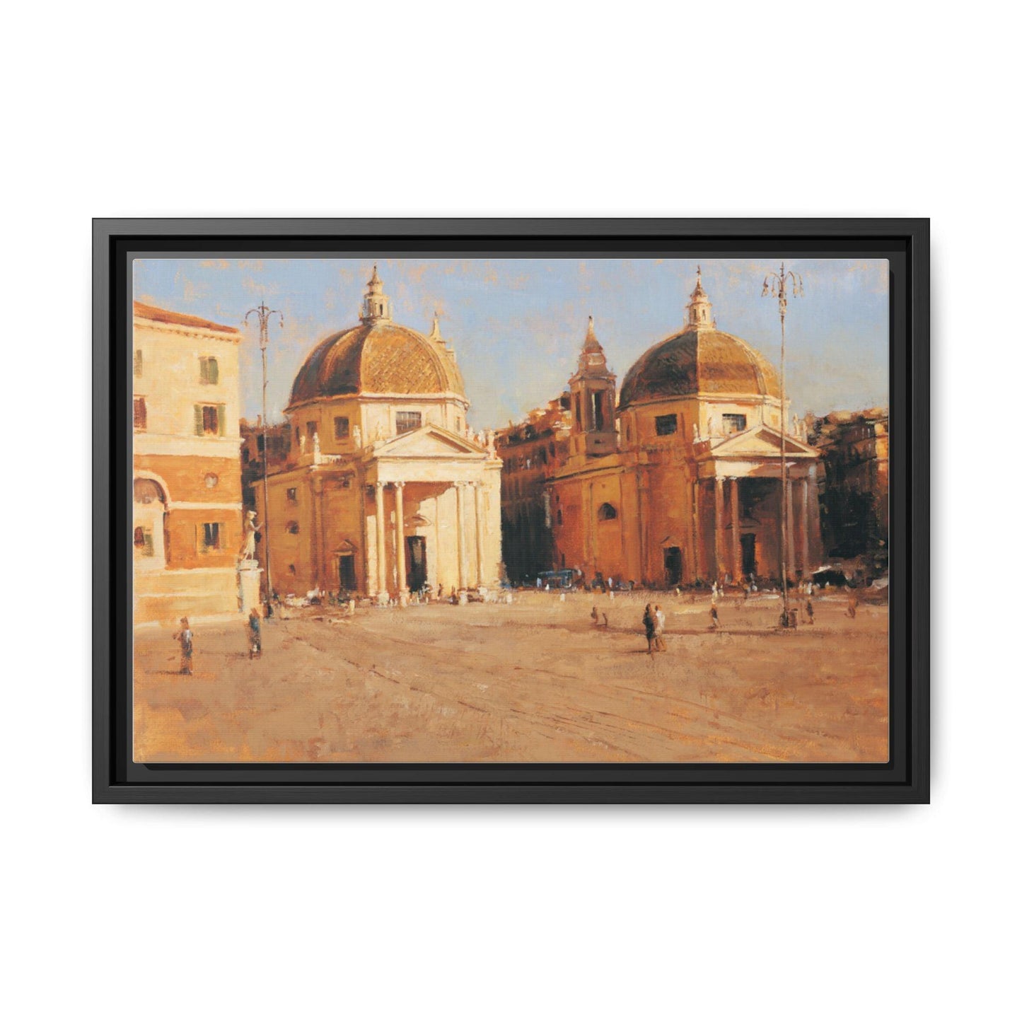 Piazza del Popolo - Framed Matte Canvas Art - Colorful Italian Landscape - Andy Thomas Designs