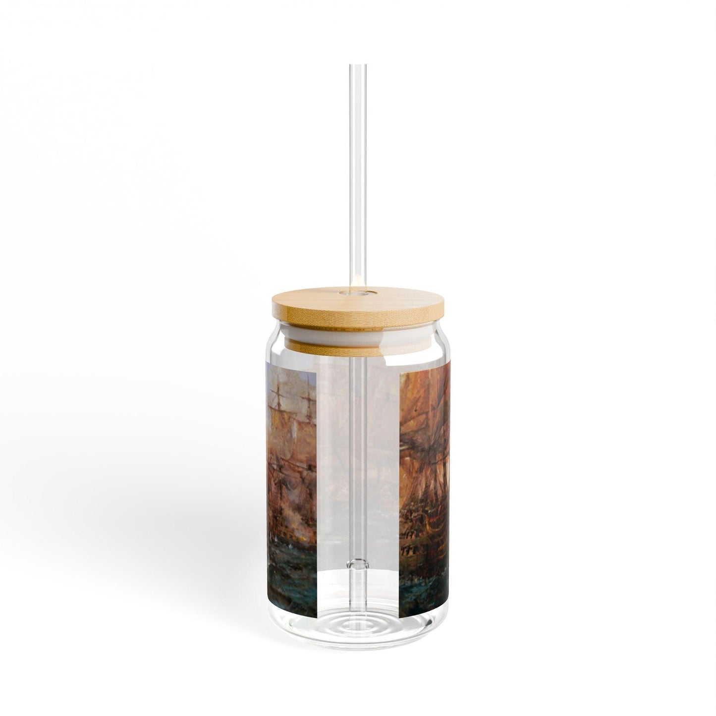 VA Battle of the Capes | Artistic 16oz Sipper Glass with Eco-Friendly Bamboo Lid - Andy Thomas Designs