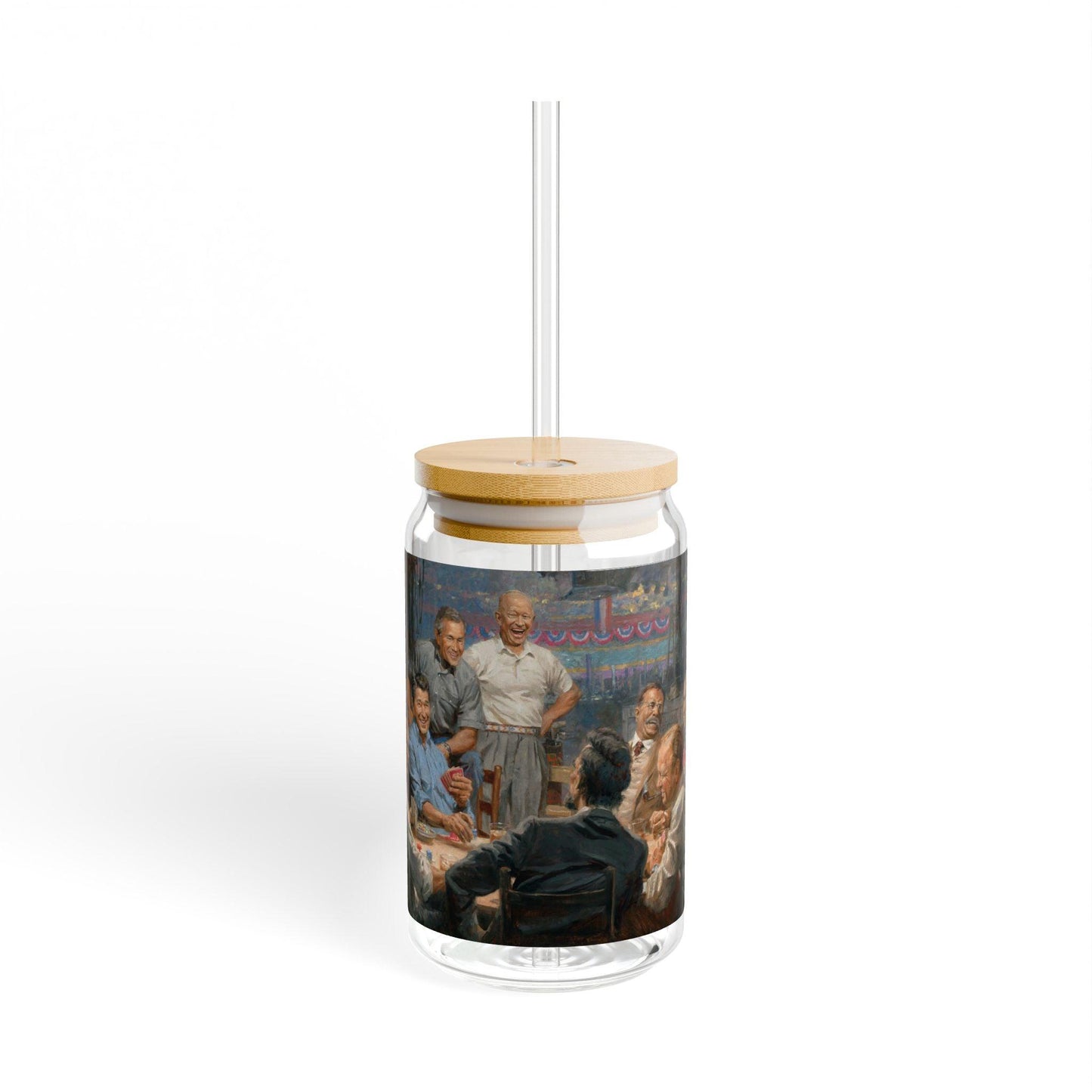 Grand Ol' Gang | Grand Ol' Party | Artistic 16oz Sipper Glass with Eco-Friendly Bamboo Lid | GOP Poker | - Andy Thomas Designs