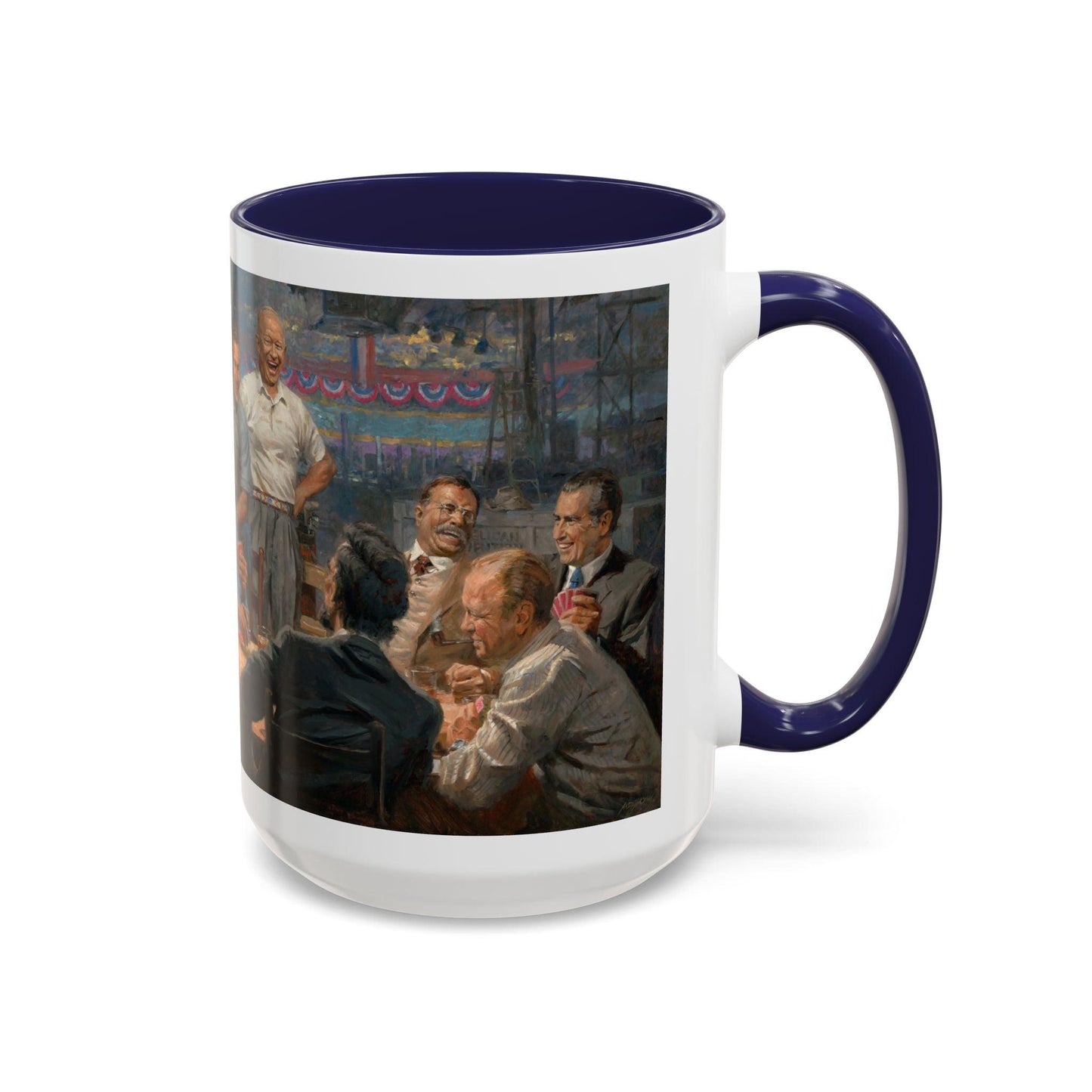 Grand Ol' Gang - Elegant Accent Coffee Mug 11oz & 15oz - US Presidents Playing Poker - Andy Thomas Designs