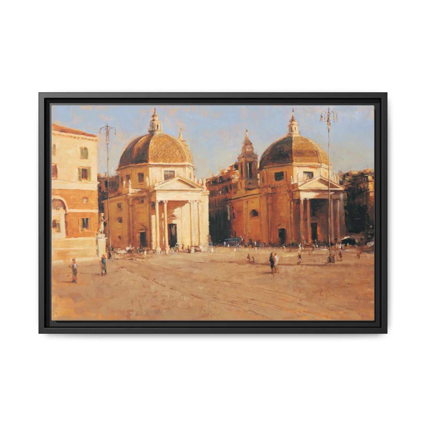 Piazza del Popolo - Framed Matte Canvas Art - Colorful Italian Landscape - Andy Thomas Designs