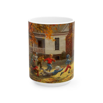 Fall Football | Kids Playing Football | Ceramic Mug — Coffee Cup (11oz/15oz)