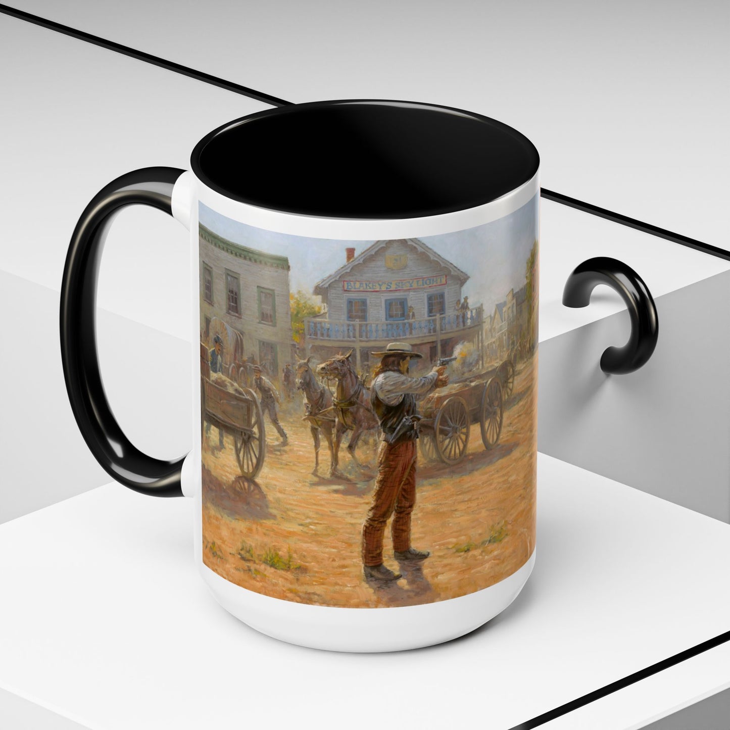 Wild Bill Hickok vs Dave Tutt | Rustic Western Accent Coffee Mug - Vintage Scene, Ideal Gift for Coffee Lovers
