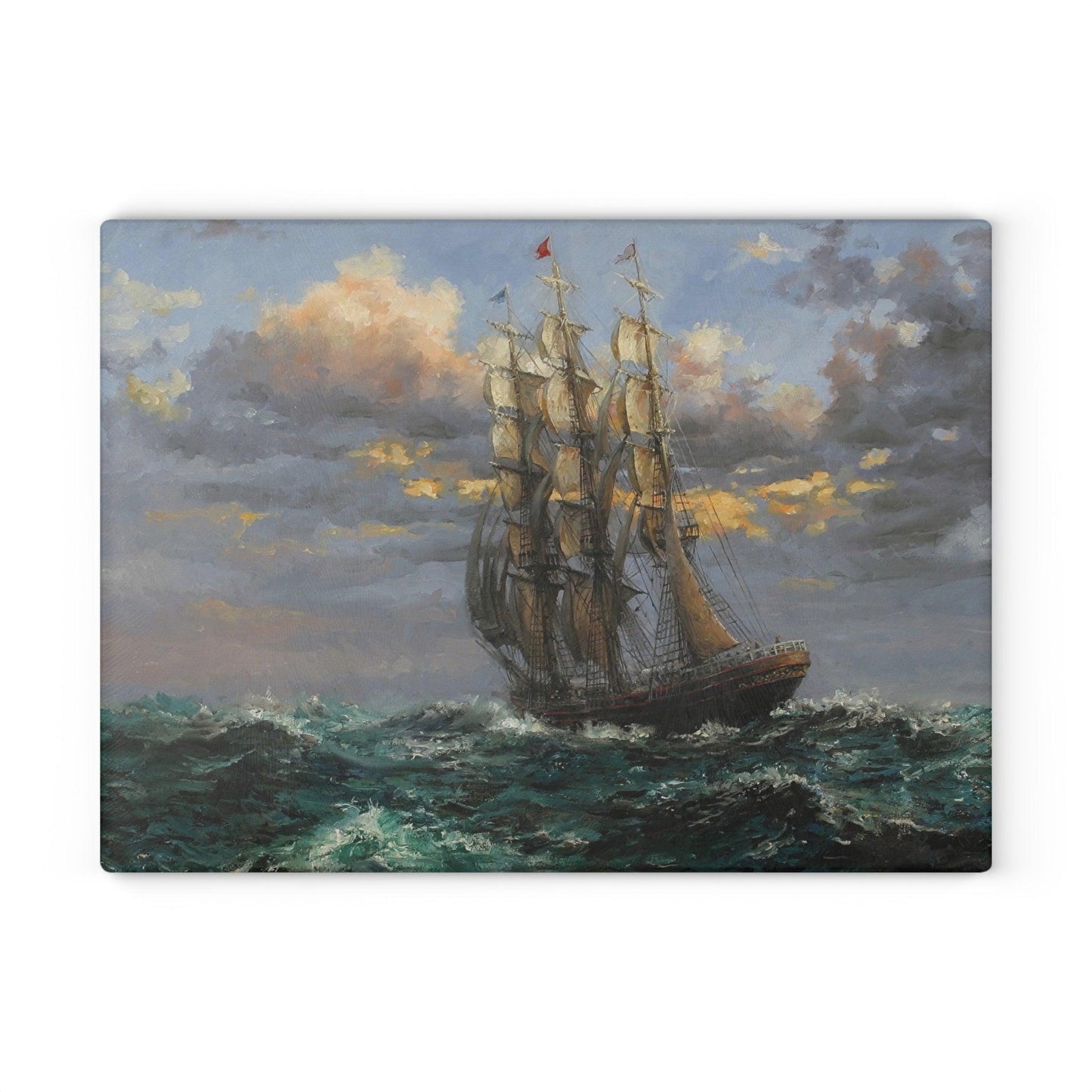 Sunset Clipper - Nautical Themed Glass Cutting Board - Perfect for Cooking Enthusiasts and Gift for Maritime Lovers - Andy Thomas Designs