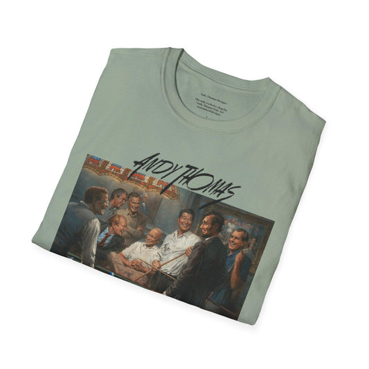 Callin' the Blue T-Shirt - US Presidents Playing Pool - Andy Thomas Designs