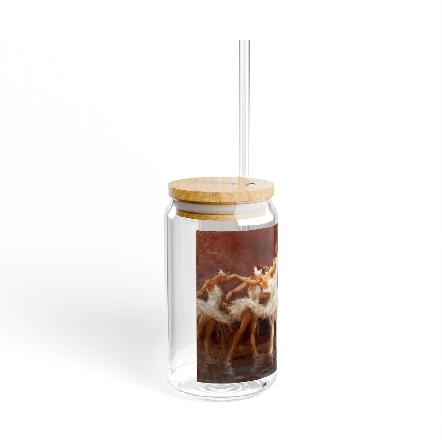 Russian Ballet | Artistic 16oz Sipper Glass with Eco-Friendly Bamboo Lid - Andy Thomas Designs