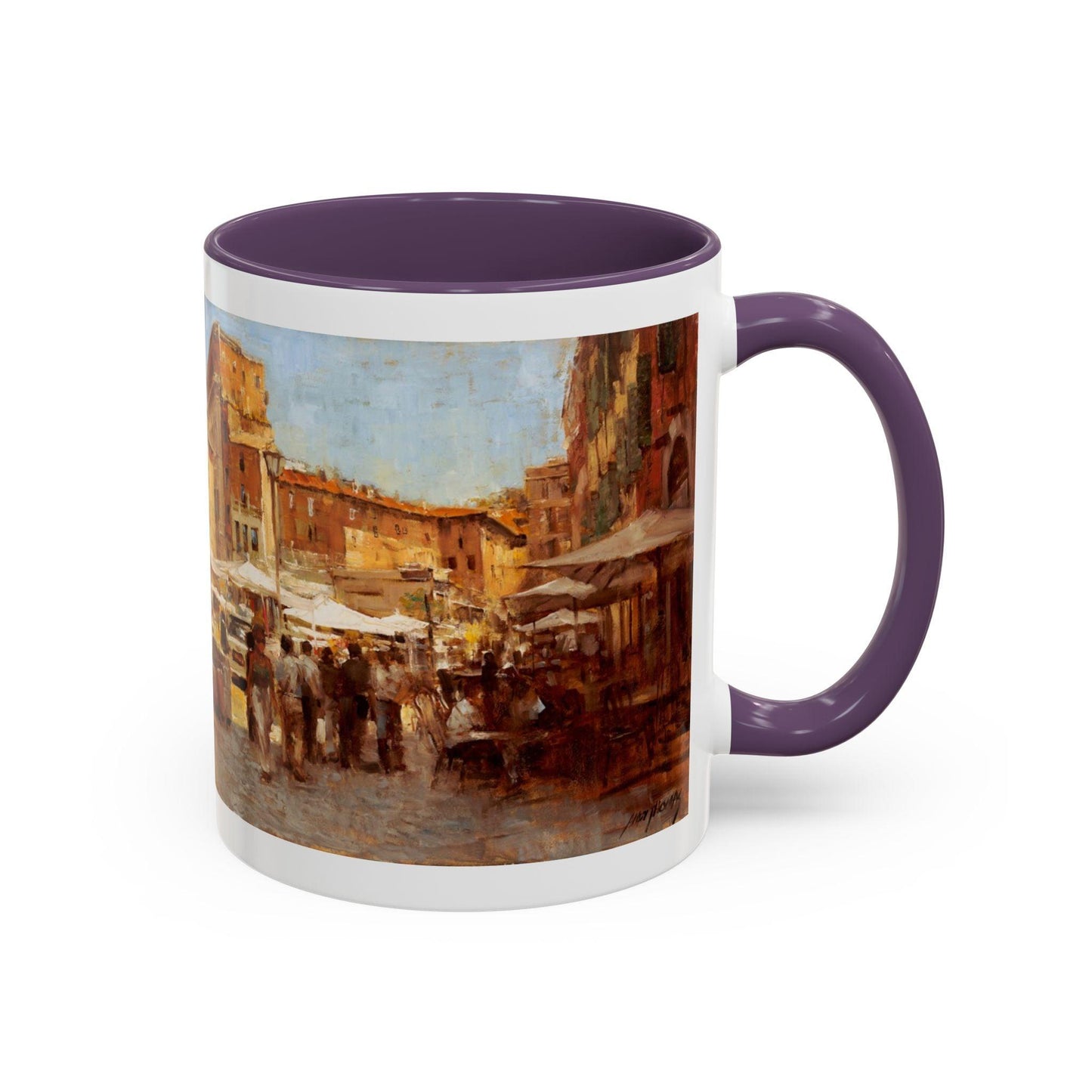 Tuscany Markets in the Middle - Elegant Accented Coffee Mug - 11oz & 15oz - Italian Landscapes - Andy Thomas Designs