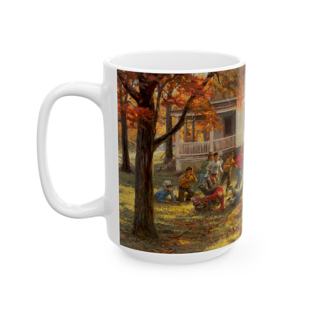 Fall Football | Kids Playing Football | Ceramic Mug — Coffee Cup (11oz/15oz)