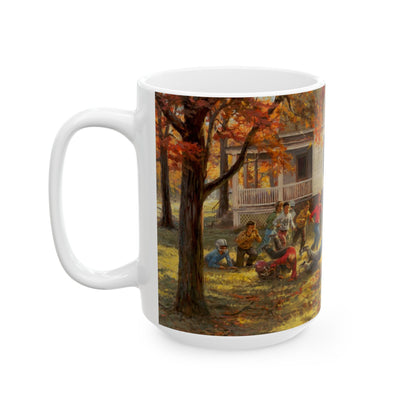 Fall Football | Kids Playing Football | Ceramic Mug — Coffee Cup (11oz/15oz)