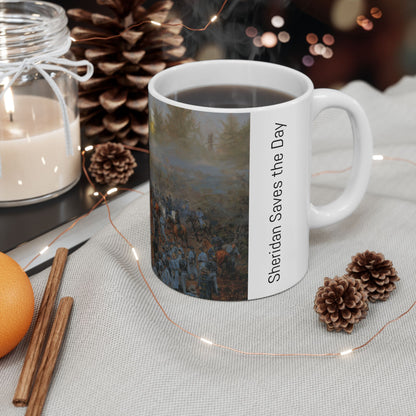 Sheridan Saves the Day - Ceramic Mug with Stones River Civil War Design.