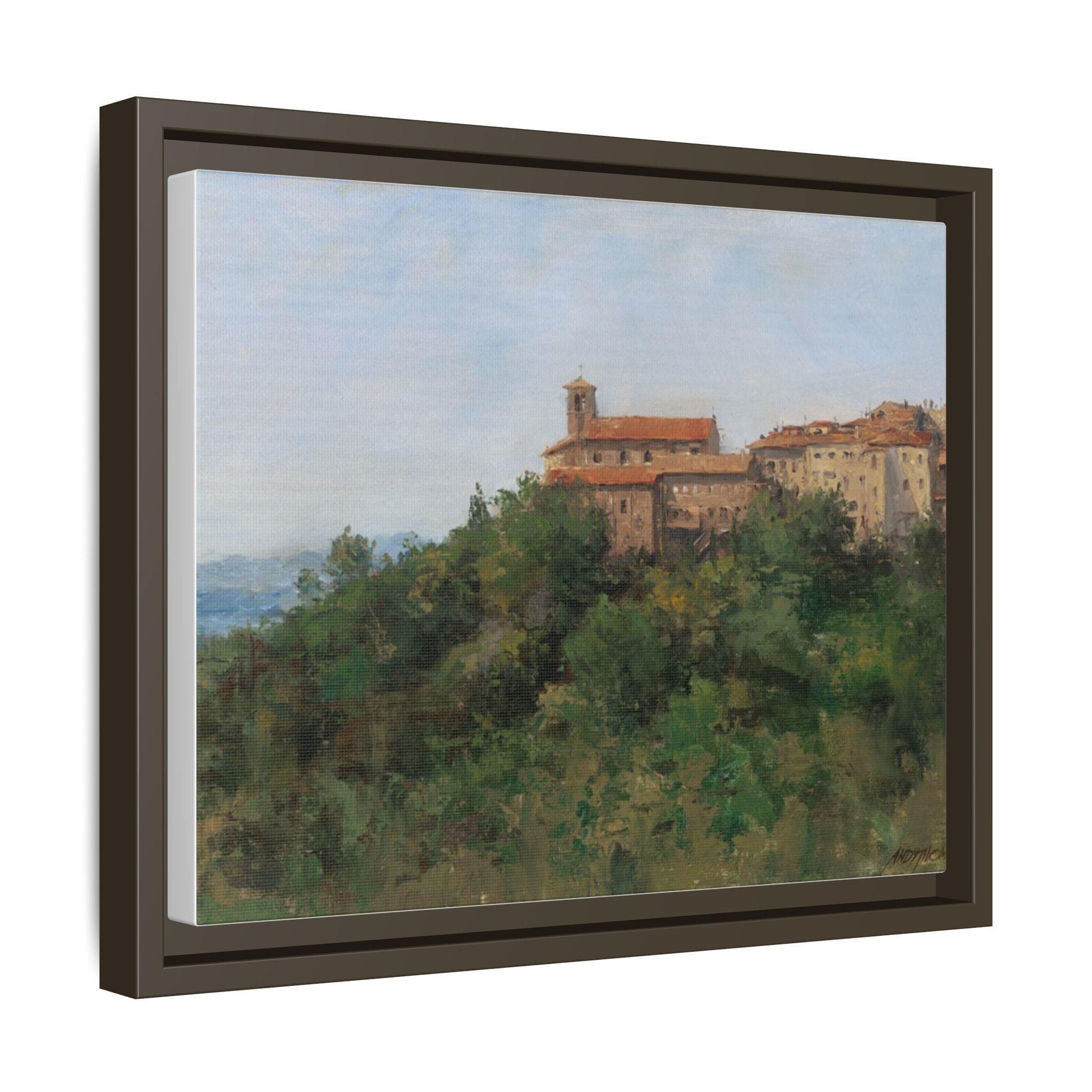 Hilltown Scansano - Framed Matte Canvas Art - Colorful Italian Landscape - Andy Thomas Designs