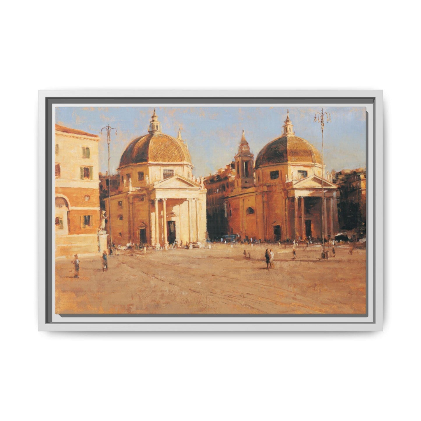 Piazza del Popolo - Framed Matte Canvas Art - Colorful Italian Landscape - Andy Thomas Designs