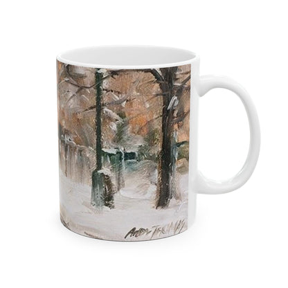 Boy in Snow | Seasonal | Winter | Sledding | Snow | Ceramic Mug — Coffee Cup (11oz/15oz)