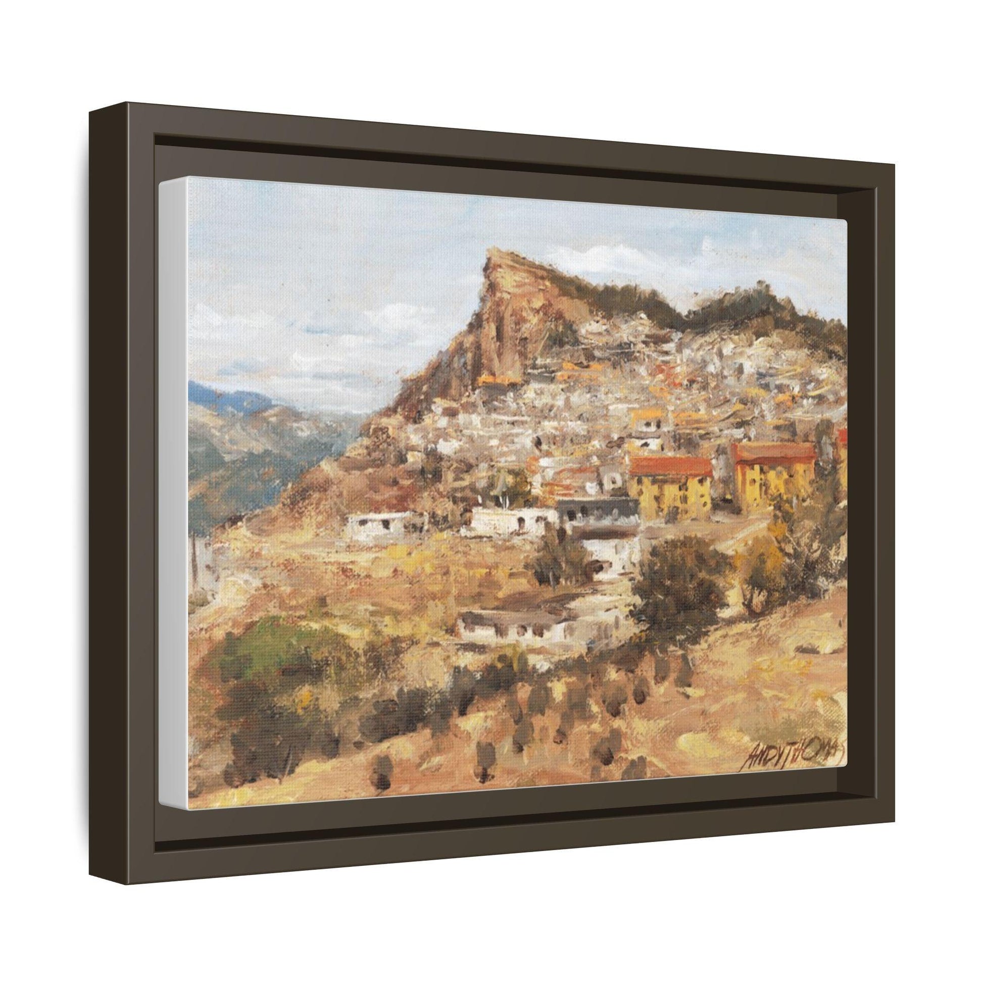 San Nicola dell'Alto - 12" x 9" Framed Matte Canvas Art - Colorful Mountain Italian Landscape - Andy Thomas Designs