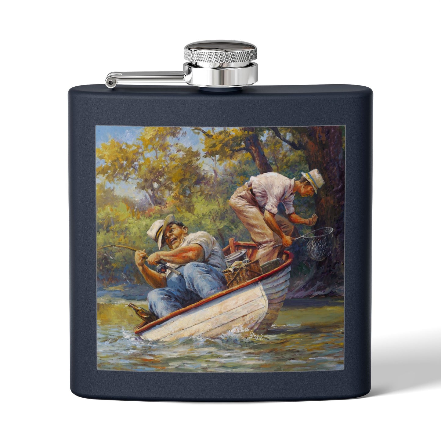 It's a Big One - Fishing Scene Stainless Steel Flask - Perfect for Outdoorsy Gifting