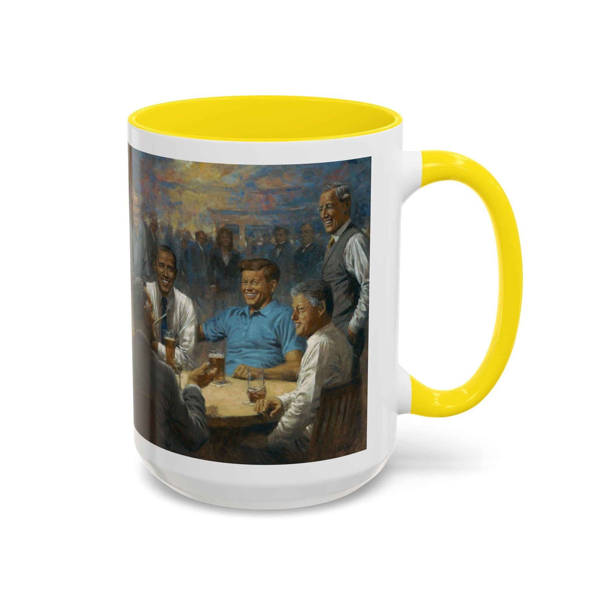 The Dem. Club Coffee Mug - 11oz & 15oz - Past Presidents Social Club with Obama Artwork - Andy Thomas Designs