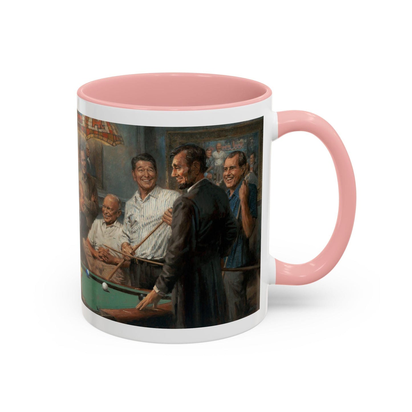 Callin' the Blue - Elegant Accent Coffee Mug 11oz & 15oz - US Presidents Playing Pool - Andy Thomas Designs