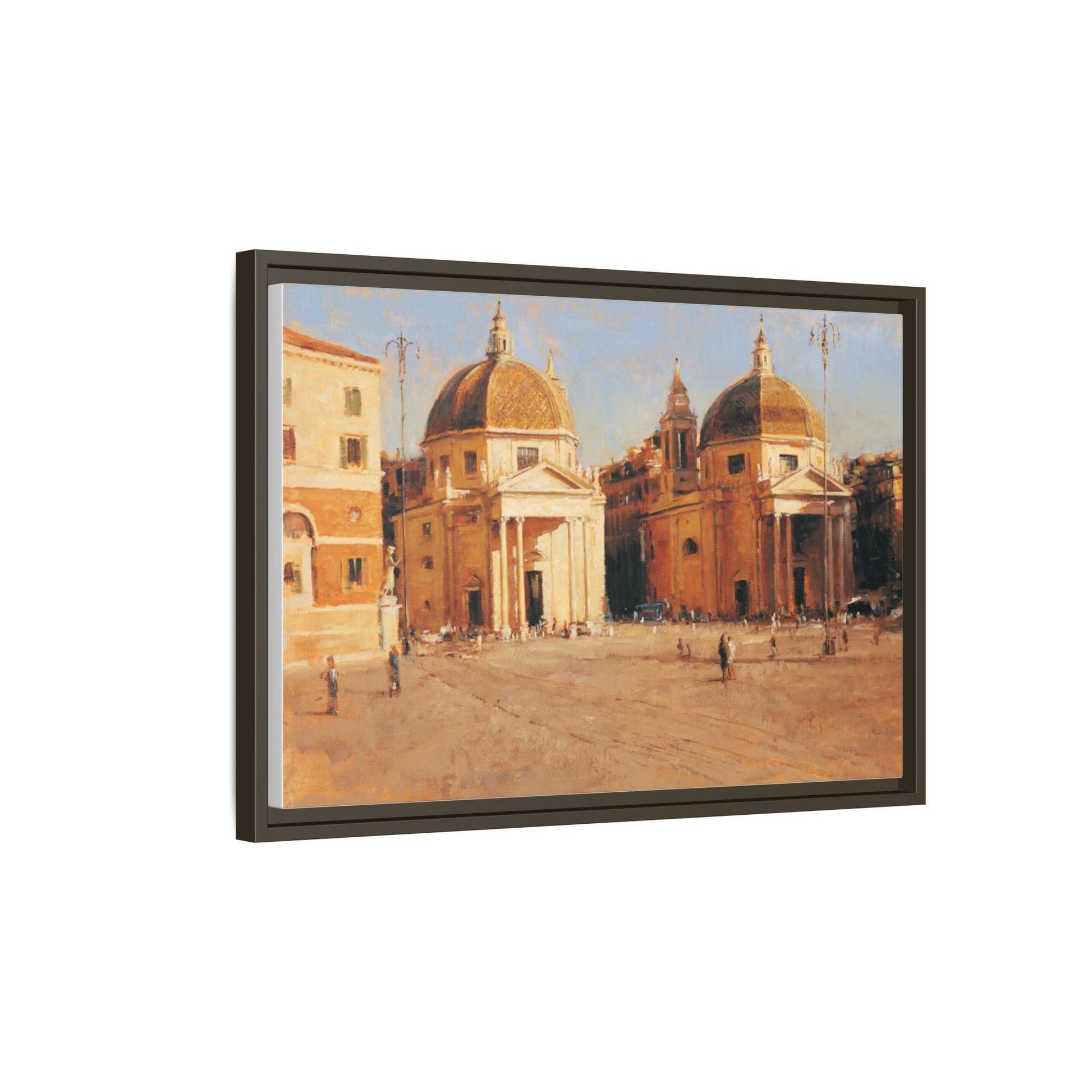 Piazza del Popolo - Framed Matte Canvas Art - Colorful Italian Landscape - Andy Thomas Designs