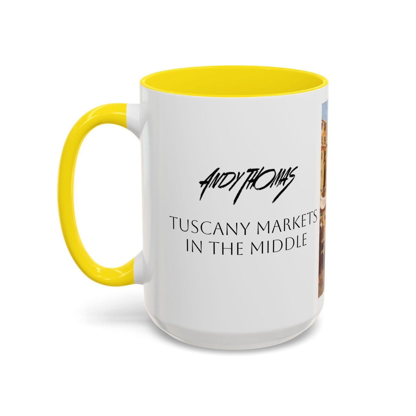 Tuscany Markets in the Middle - Elegant Accented Coffee Mug - 11oz & 15oz - Italian Landscapes - Andy Thomas Designs