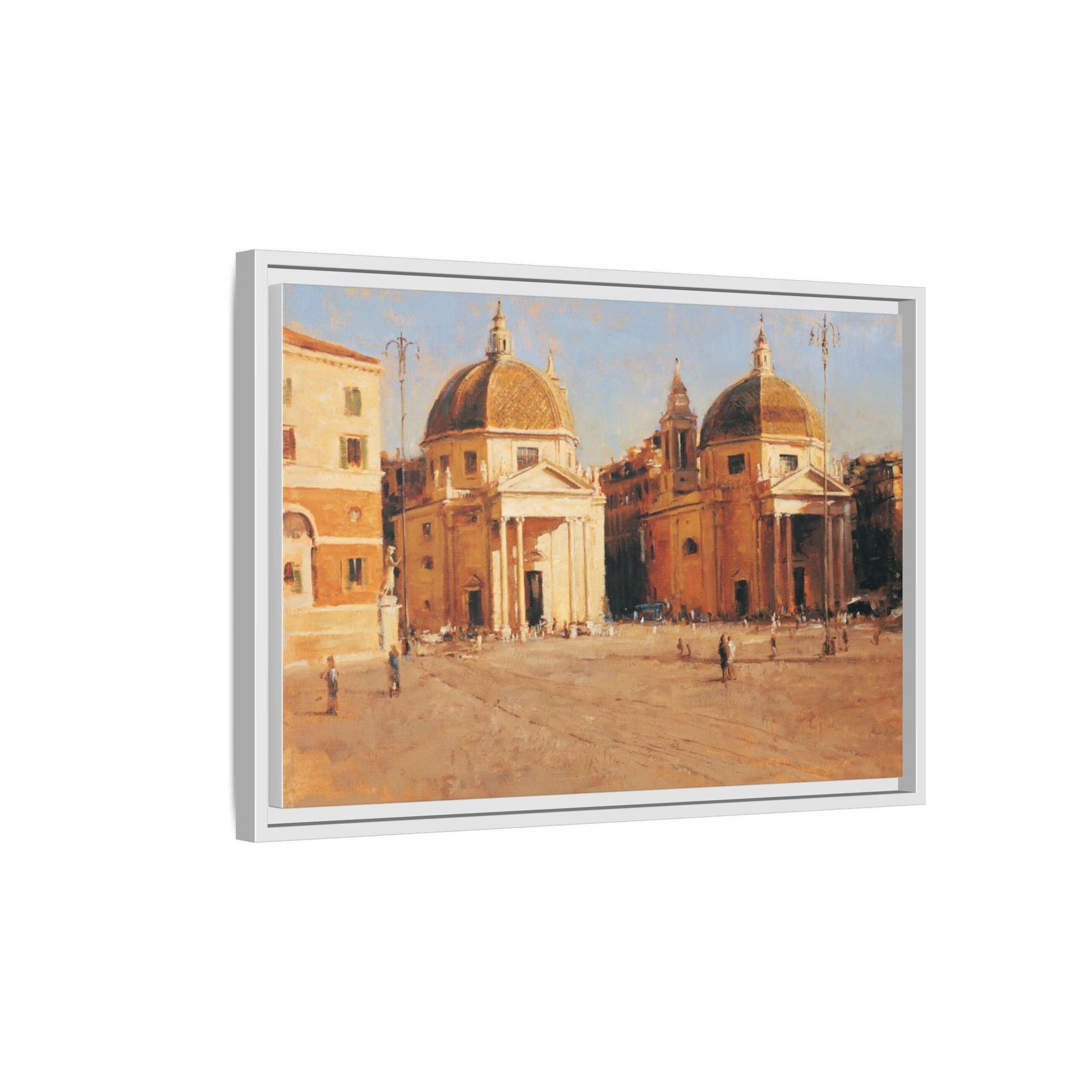 Piazza del Popolo - Framed Matte Canvas Art - Colorful Italian Landscape - Andy Thomas Designs