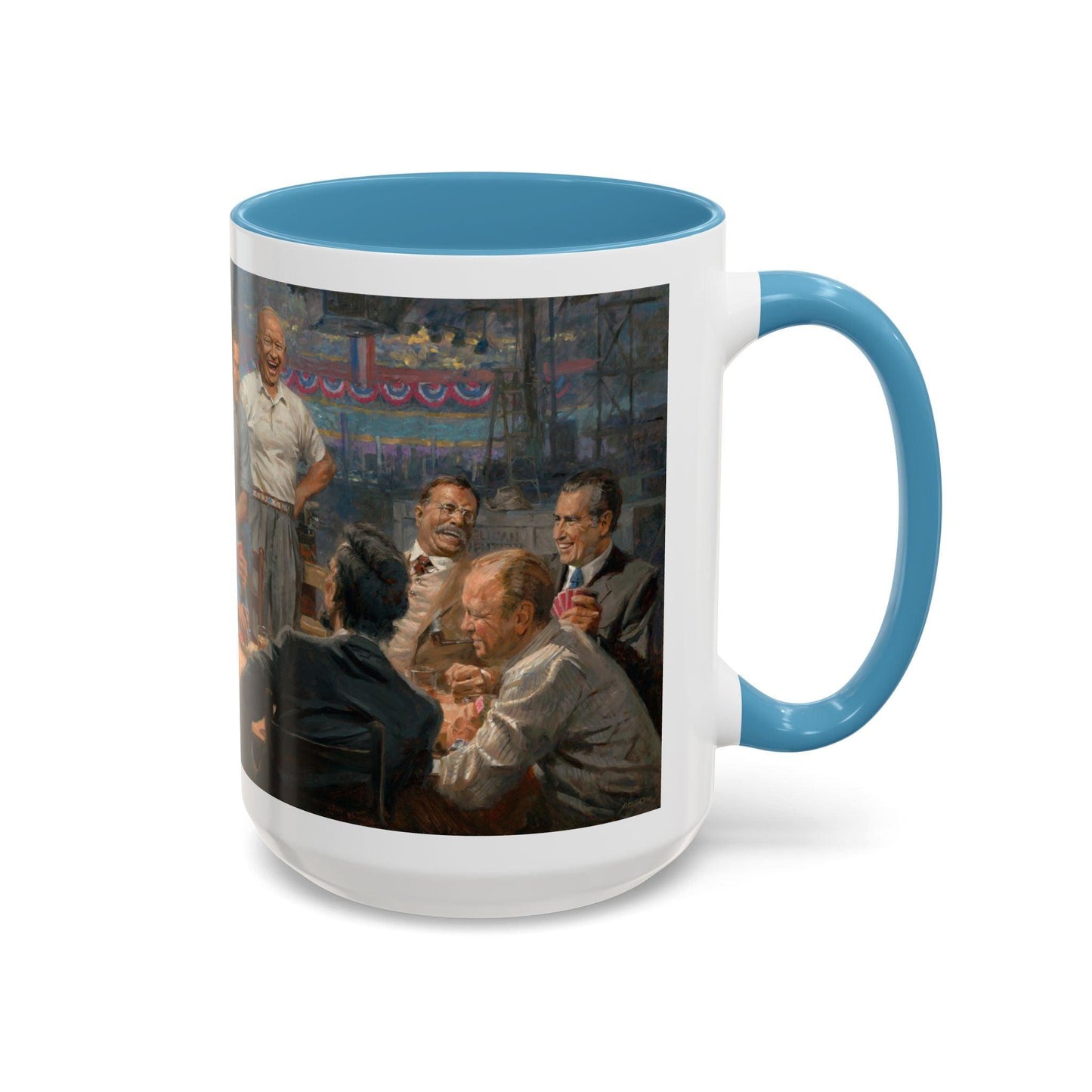 Grand Ol' Gang - Elegant Accent Coffee Mug 11oz & 15oz - US Presidents Playing Poker - Andy Thomas Designs