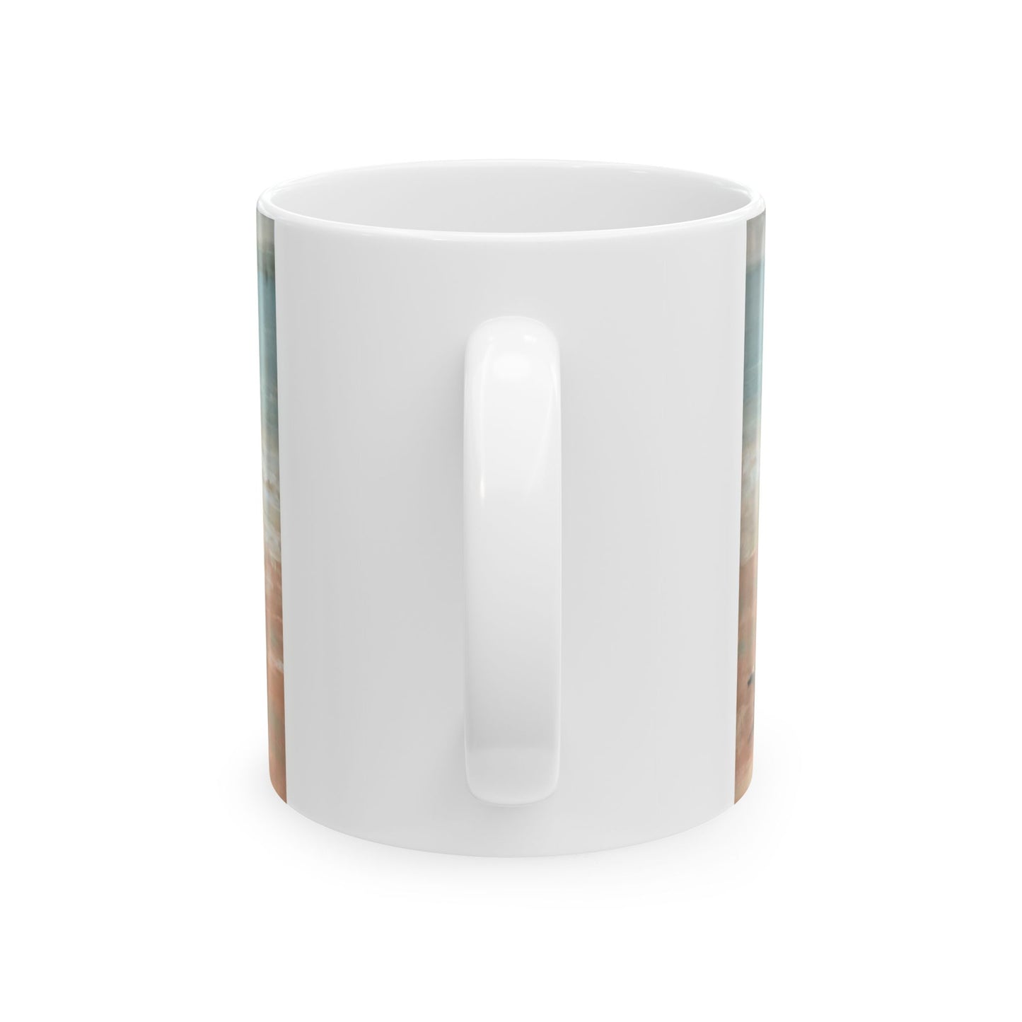 Meeting at the Shore | Maritime | Sailboat | Beach | Ceramic Mug — Coffee Cup (11oz/15oz)
