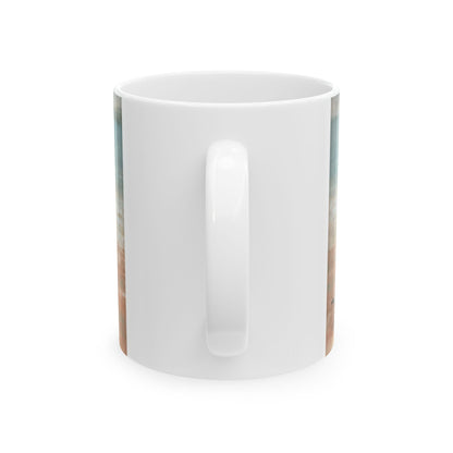 Meeting at the Shore | Maritime | Sailboat | Beach | Ceramic Mug — Coffee Cup (11oz/15oz)