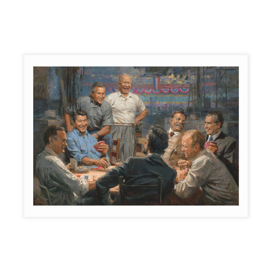 Postcards: Grand Ol' Gang | Republican Presidents Postcard Bundle Playing Poker - Envelopes Included - Andy Thomas Designs