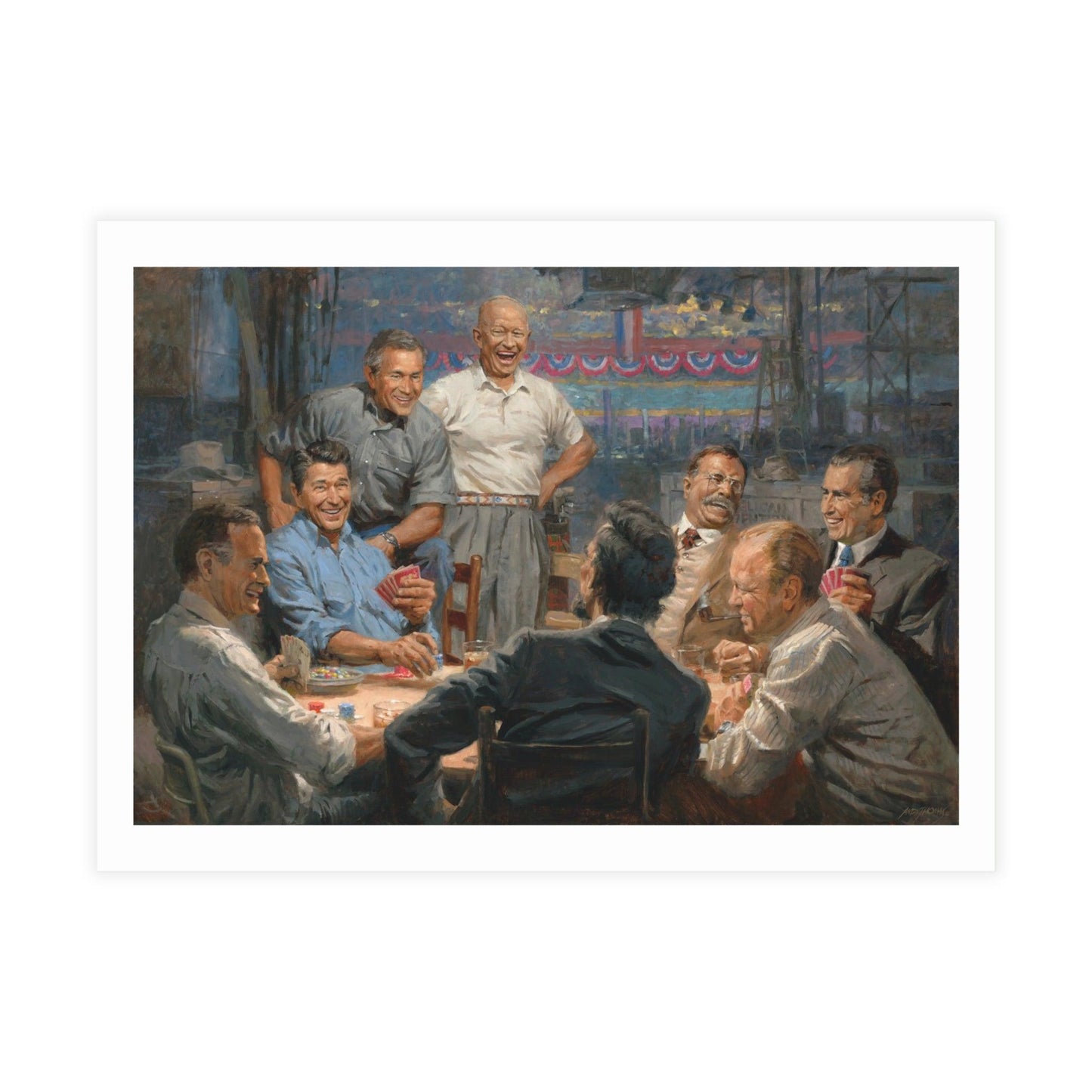 Postcards: Grand Ol' Gang | Republican Presidents Postcard Bundle Playing Poker - Envelopes Included - Andy Thomas Designs