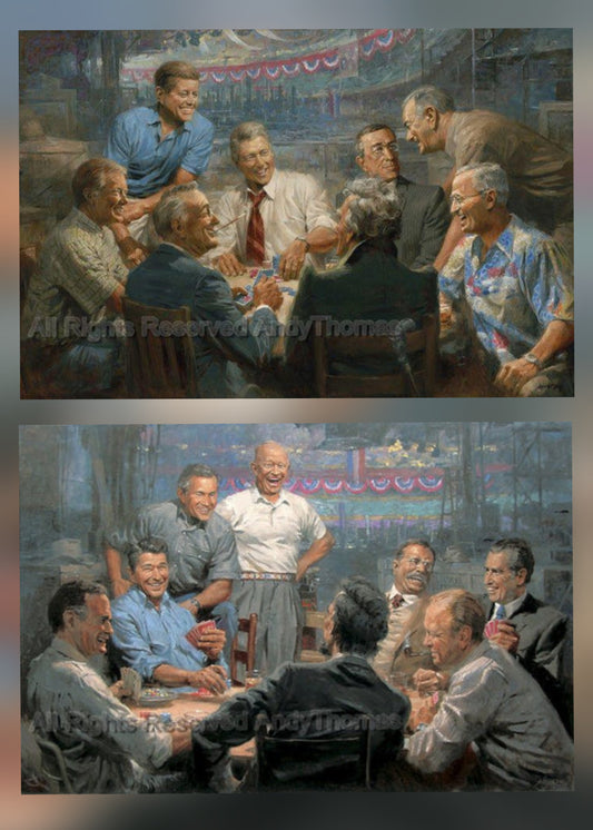 Matching S/N Sets | Grand Ol' Gang & True Blues | Republican and Democrat Presidents Playing Poker
