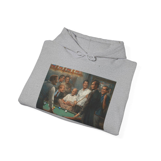 Callin' the Blue - Unisex Hooded Sweatshirt - US Presidents Playing Pool - Andy Thomas Designs