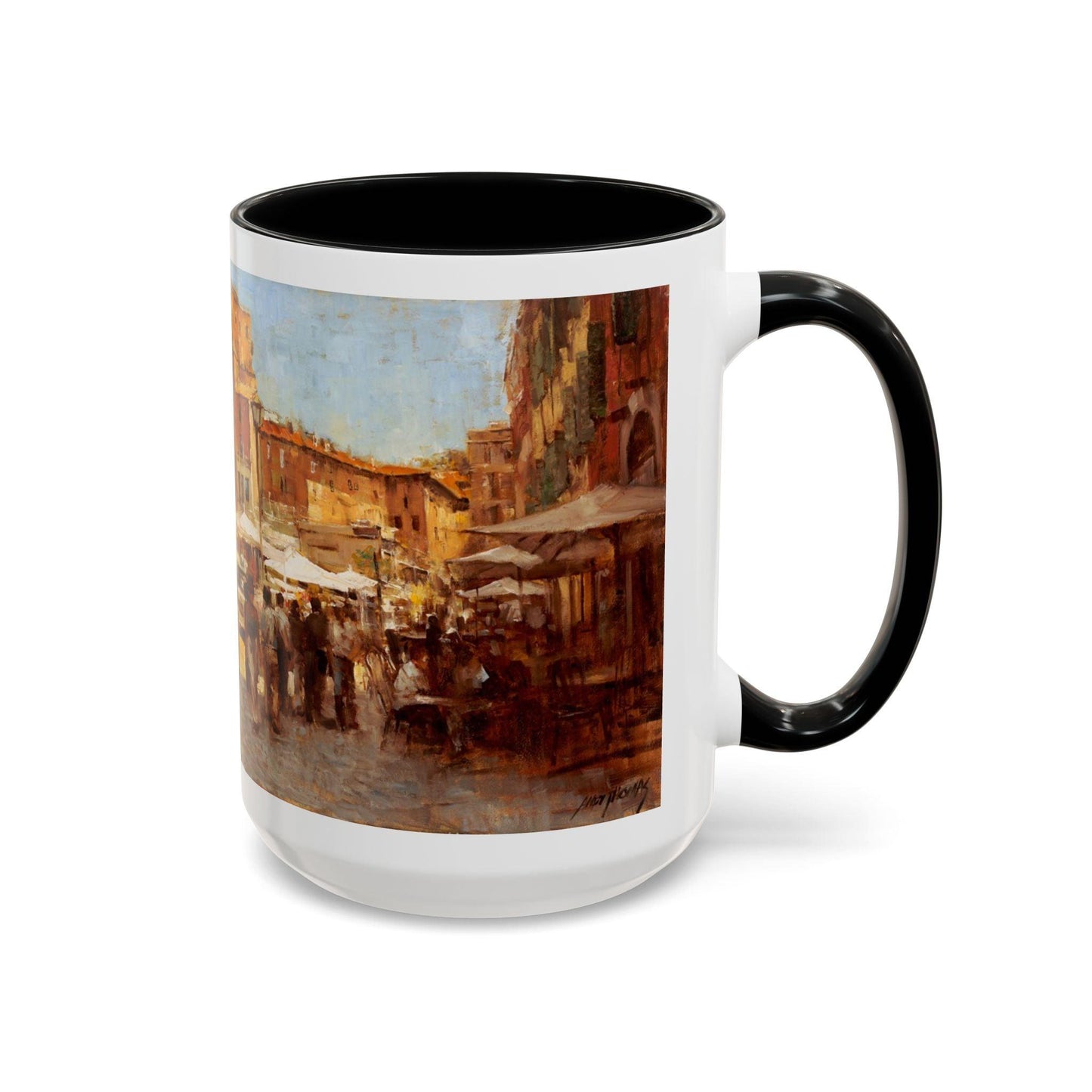 Tuscany Markets in the Middle - Elegant Accented Coffee Mug - 11oz & 15oz - Italian Landscapes - Andy Thomas Designs