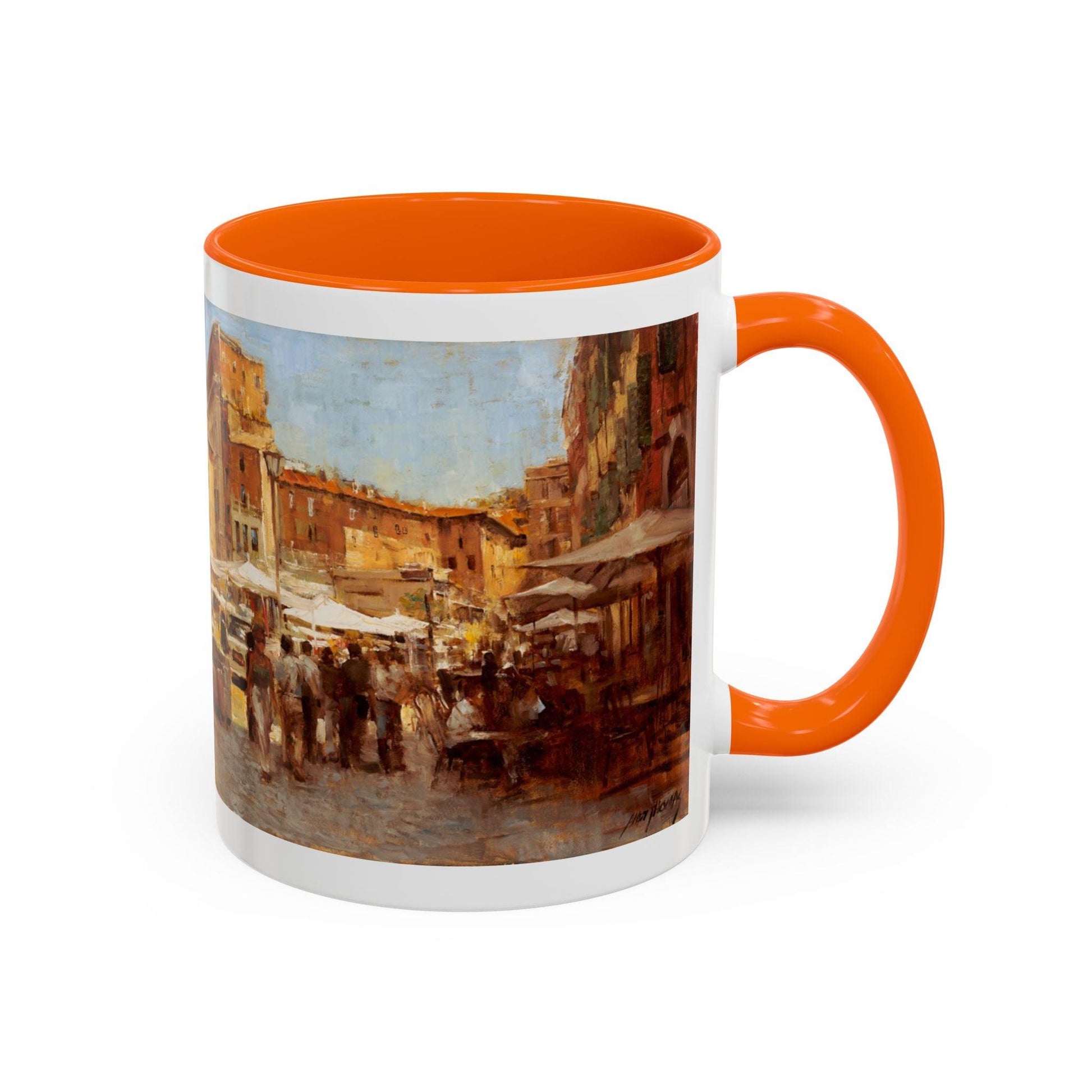 Tuscany Markets in the Middle - Elegant Accented Coffee Mug - 11oz & 15oz - Italian Landscapes - Andy Thomas Designs