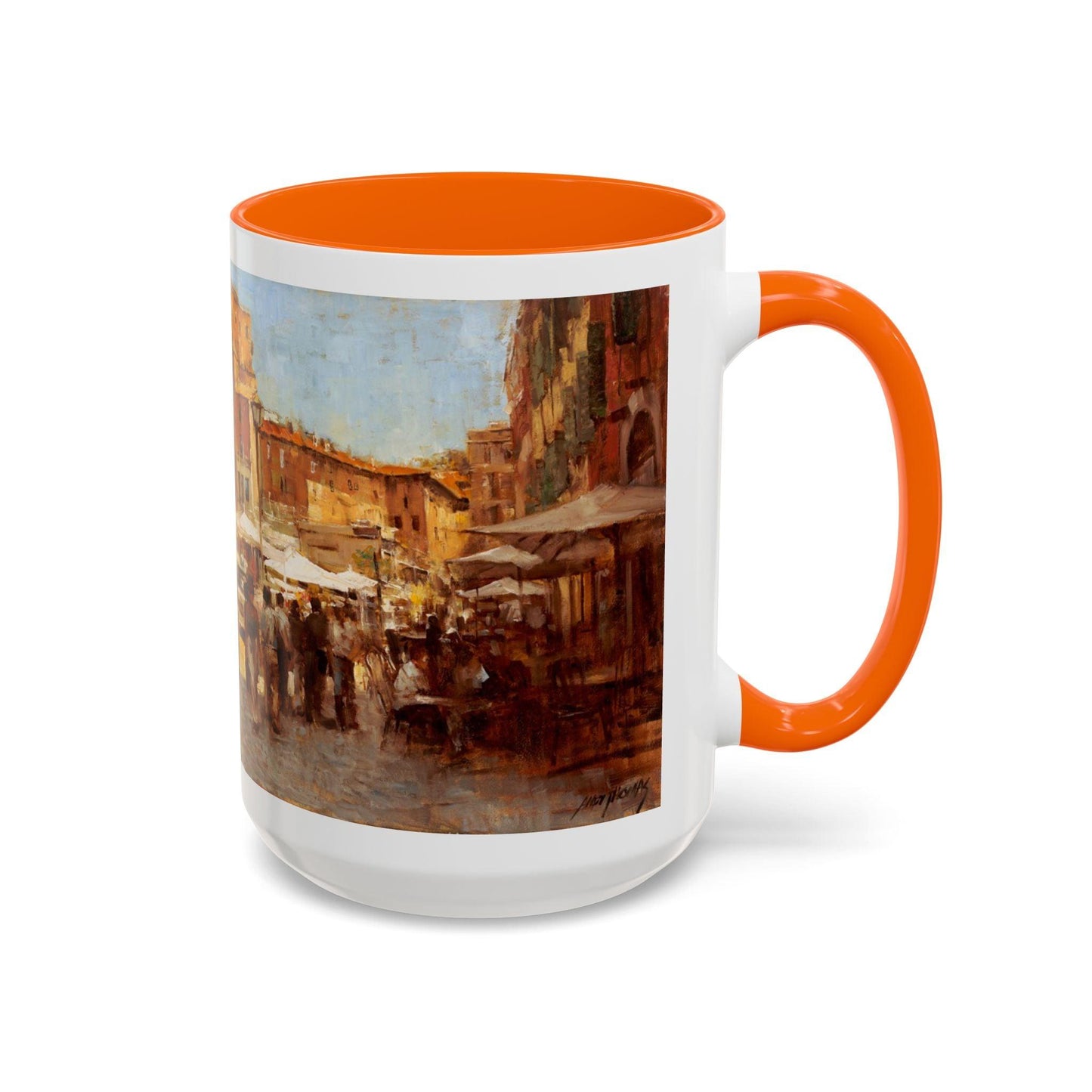 Tuscany Markets in the Middle - Elegant Accented Coffee Mug - 11oz & 15oz - Italian Landscapes - Andy Thomas Designs