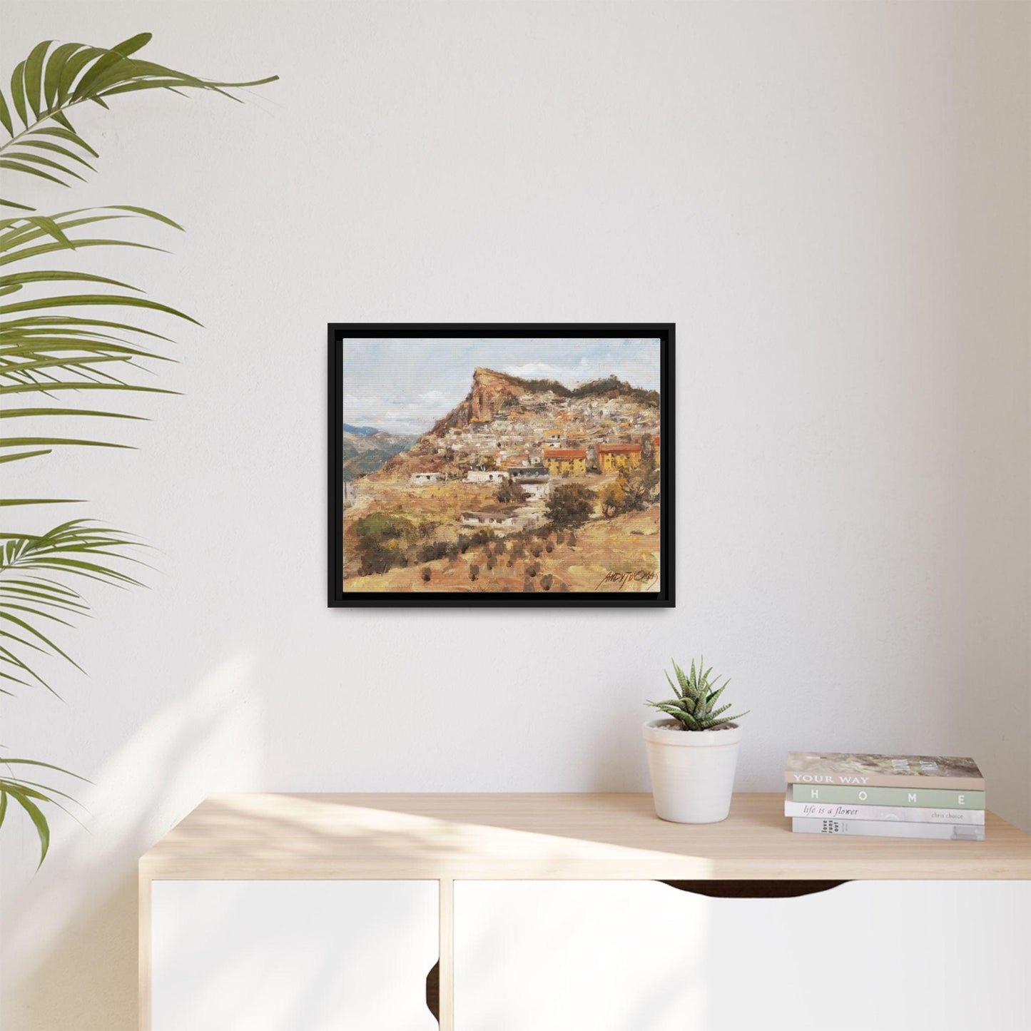 San Nicola dell'Alto - 12" x 9" Framed Matte Canvas Art - Colorful Mountain Italian Landscape - Andy Thomas Designs