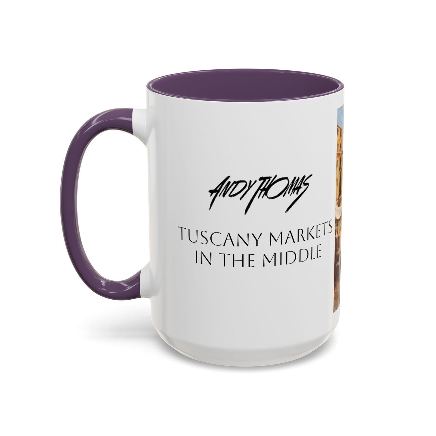 Tuscany Markets in the Middle - Elegant Accented Coffee Mug - 11oz & 15oz - Italian Landscapes - Andy Thomas Designs