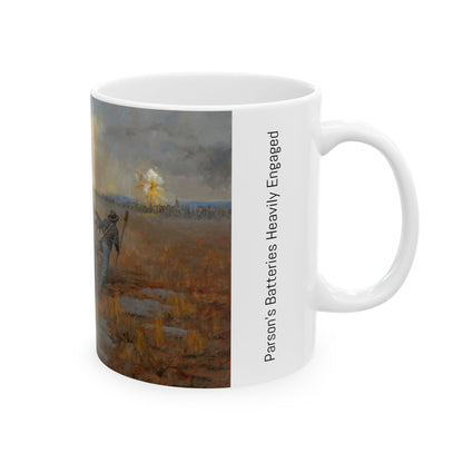 Parson's Batteries Heavily Engaged - Ceramic Mug with Stones River Civil War Design.