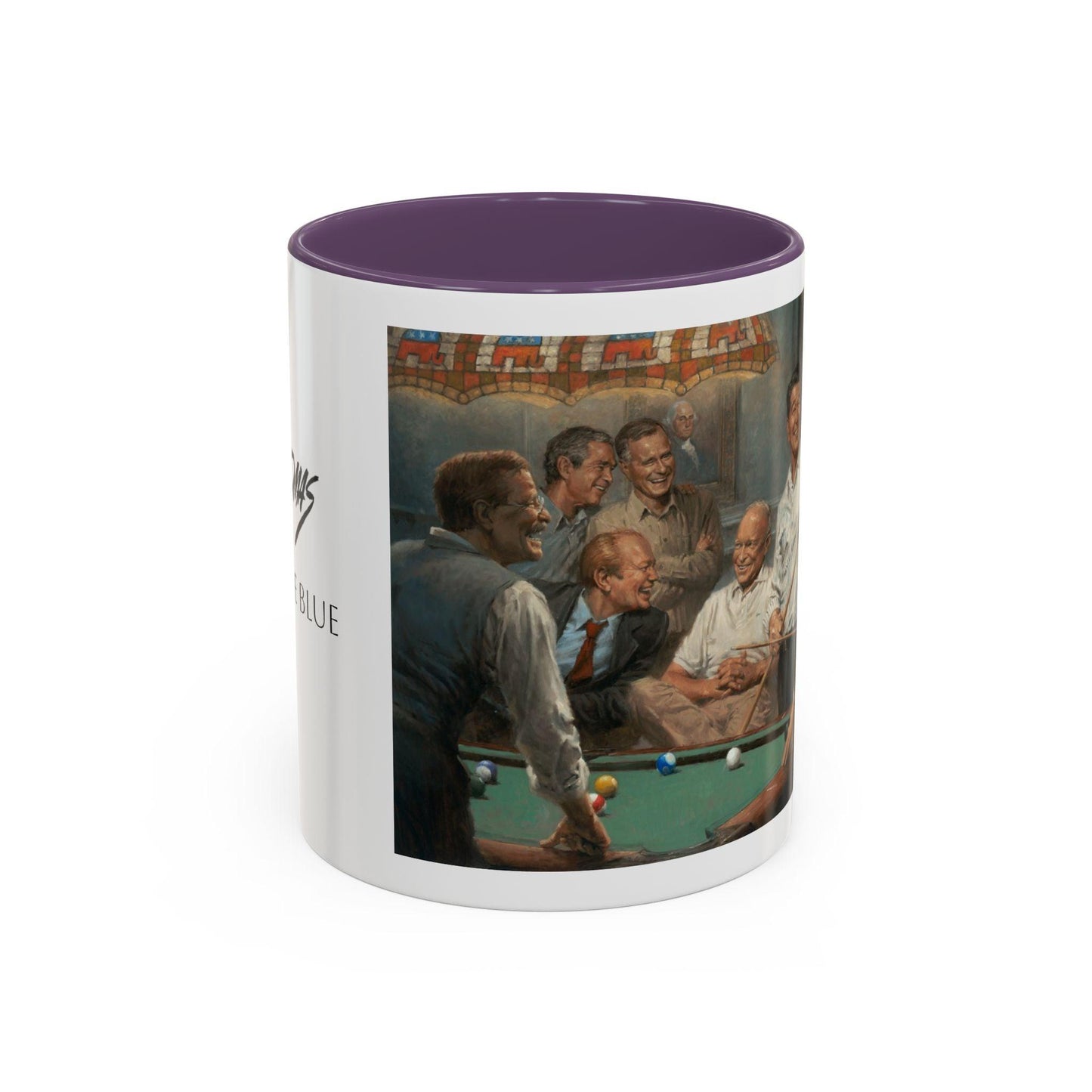 Callin' the Blue - Elegant Accent Coffee Mug 11oz & 15oz - US Presidents Playing Pool - Andy Thomas Designs