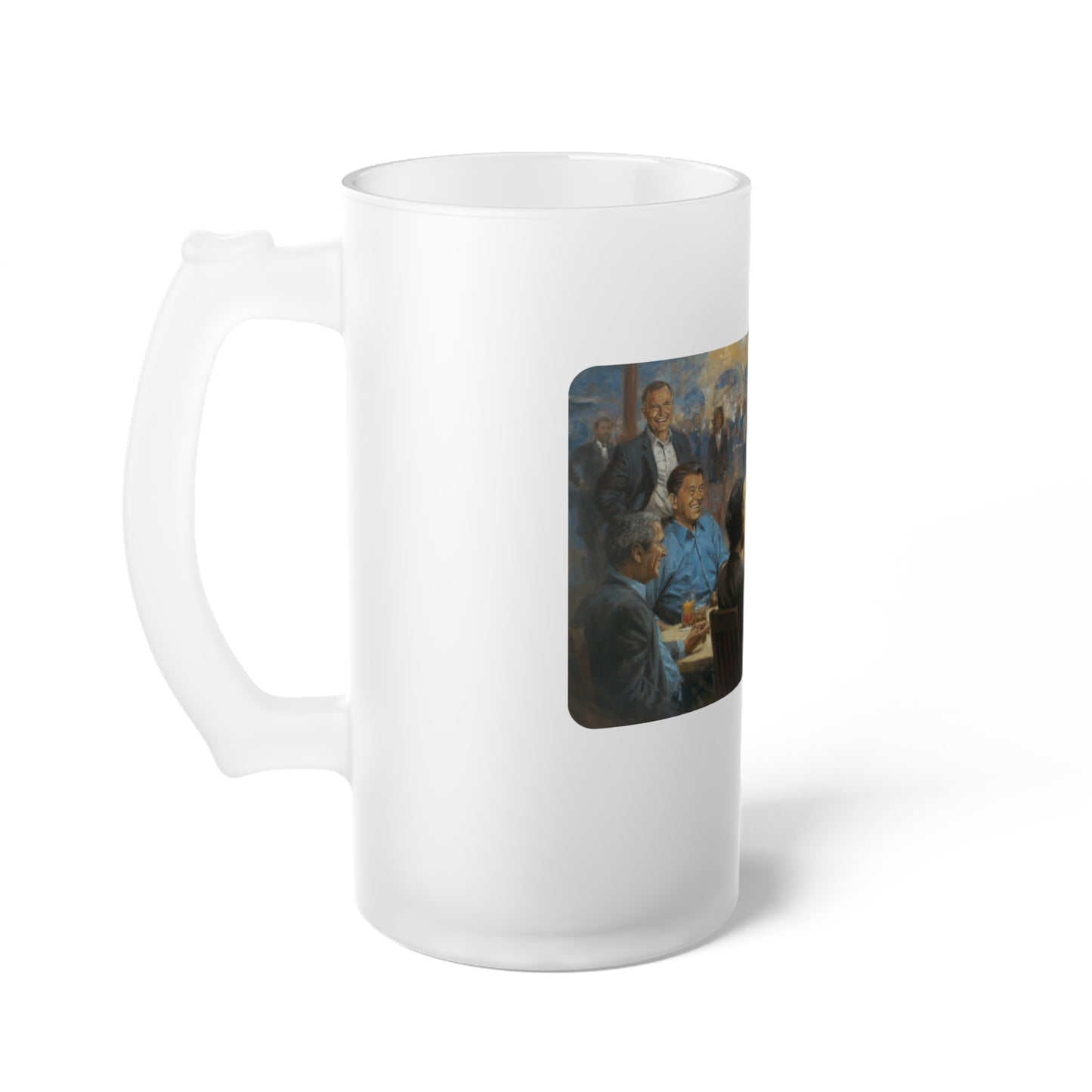 The Republican Club Frosted Glass Beer Mug with Artistic Presidents Design - Perfect for Gatherings and Celebrations