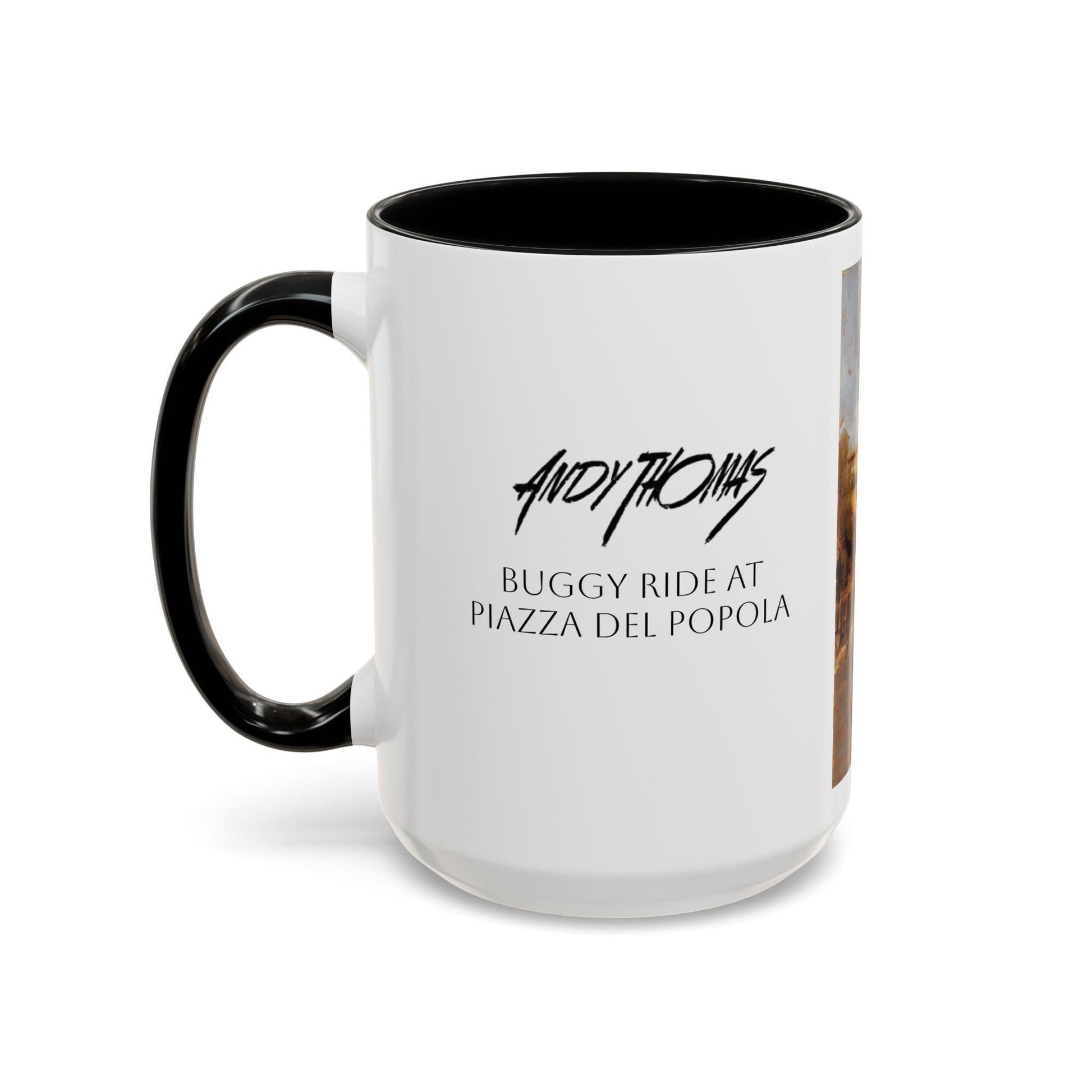 Buggy Ride at Piazza del Popolo - Elegant Accented Coffee Mug - 11oz & 15oz - Italian Landscapes - Andy Thomas Designs