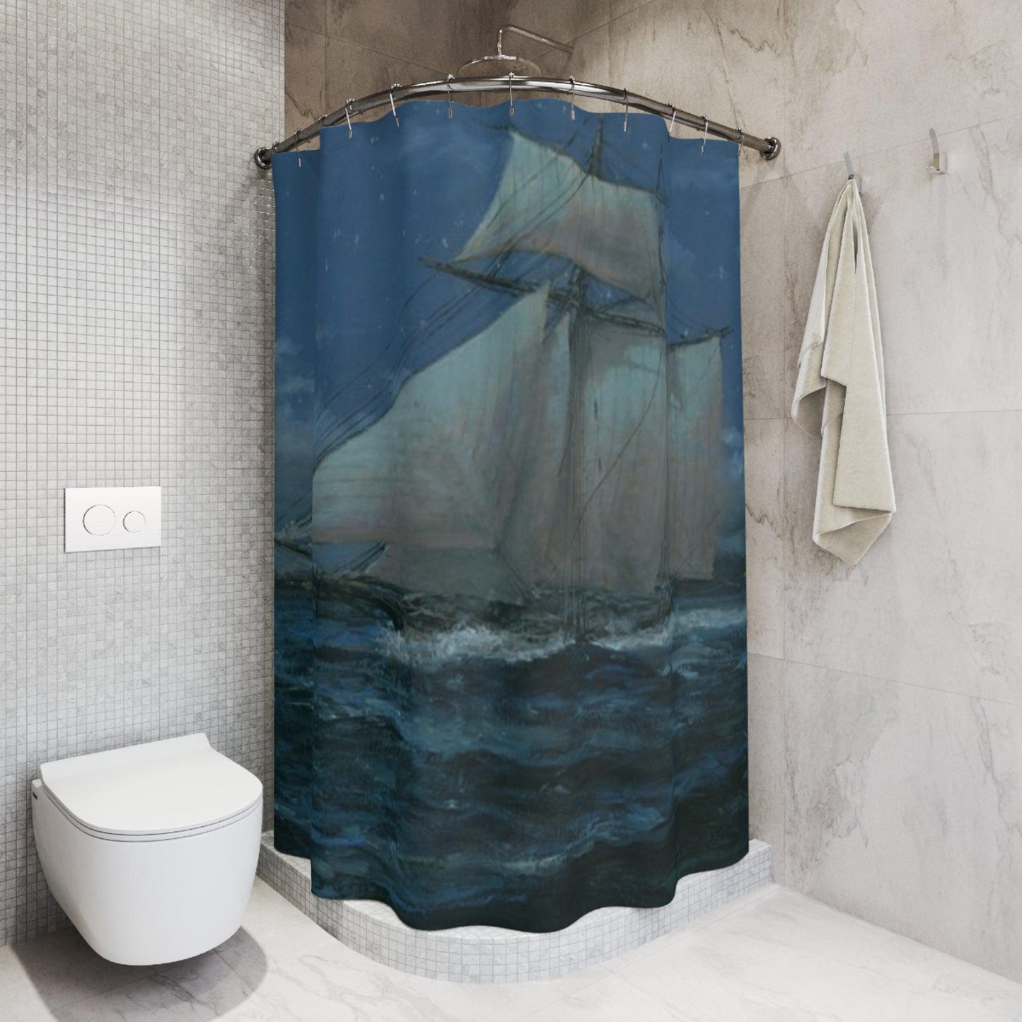 Blockade Runner | Nautical themed Shower Curtain - Vintage Sailing Ship Design for Bathroom Decor - Andy Thomas Designs