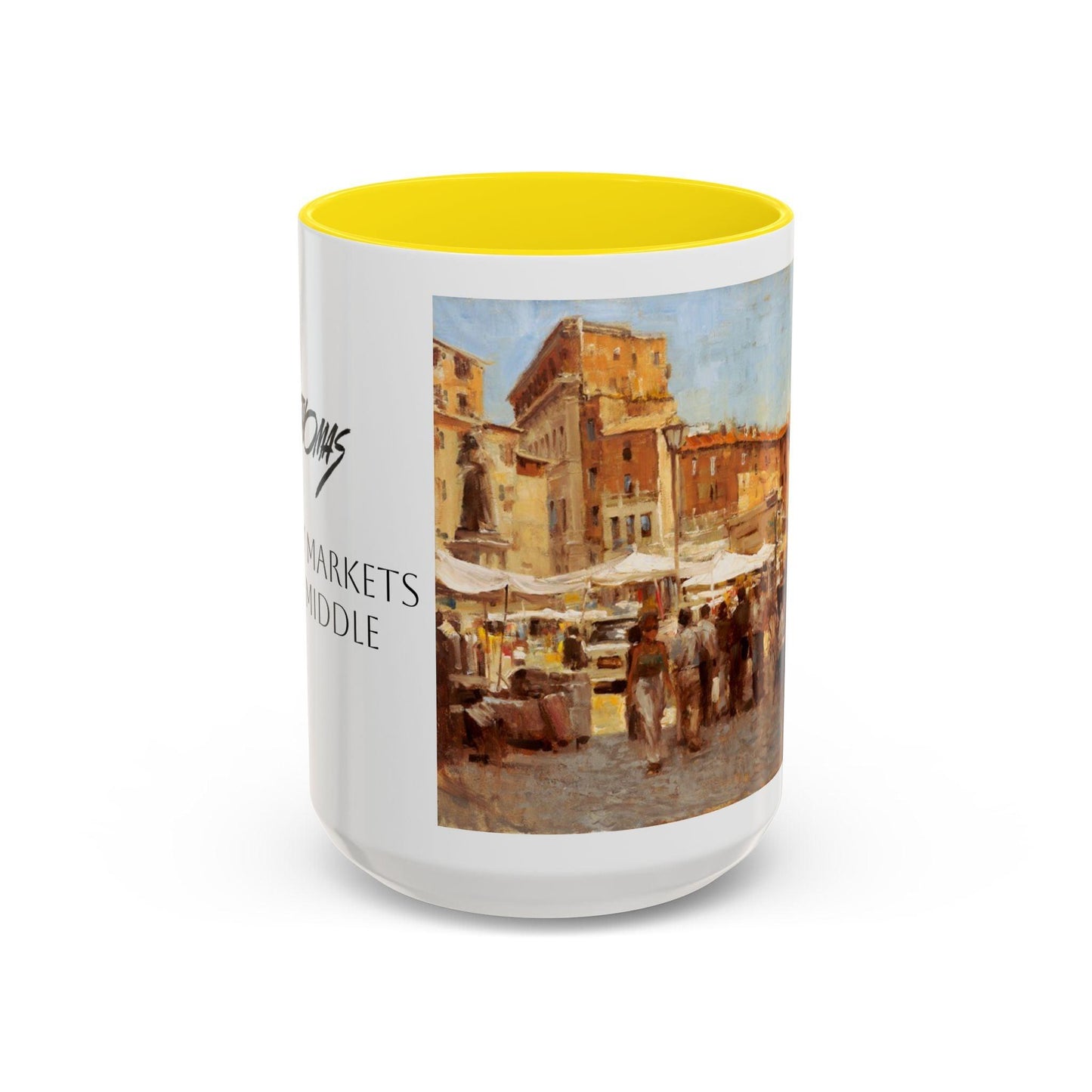 Tuscany Markets in the Middle - Elegant Accented Coffee Mug - 11oz & 15oz - Italian Landscapes - Andy Thomas Designs