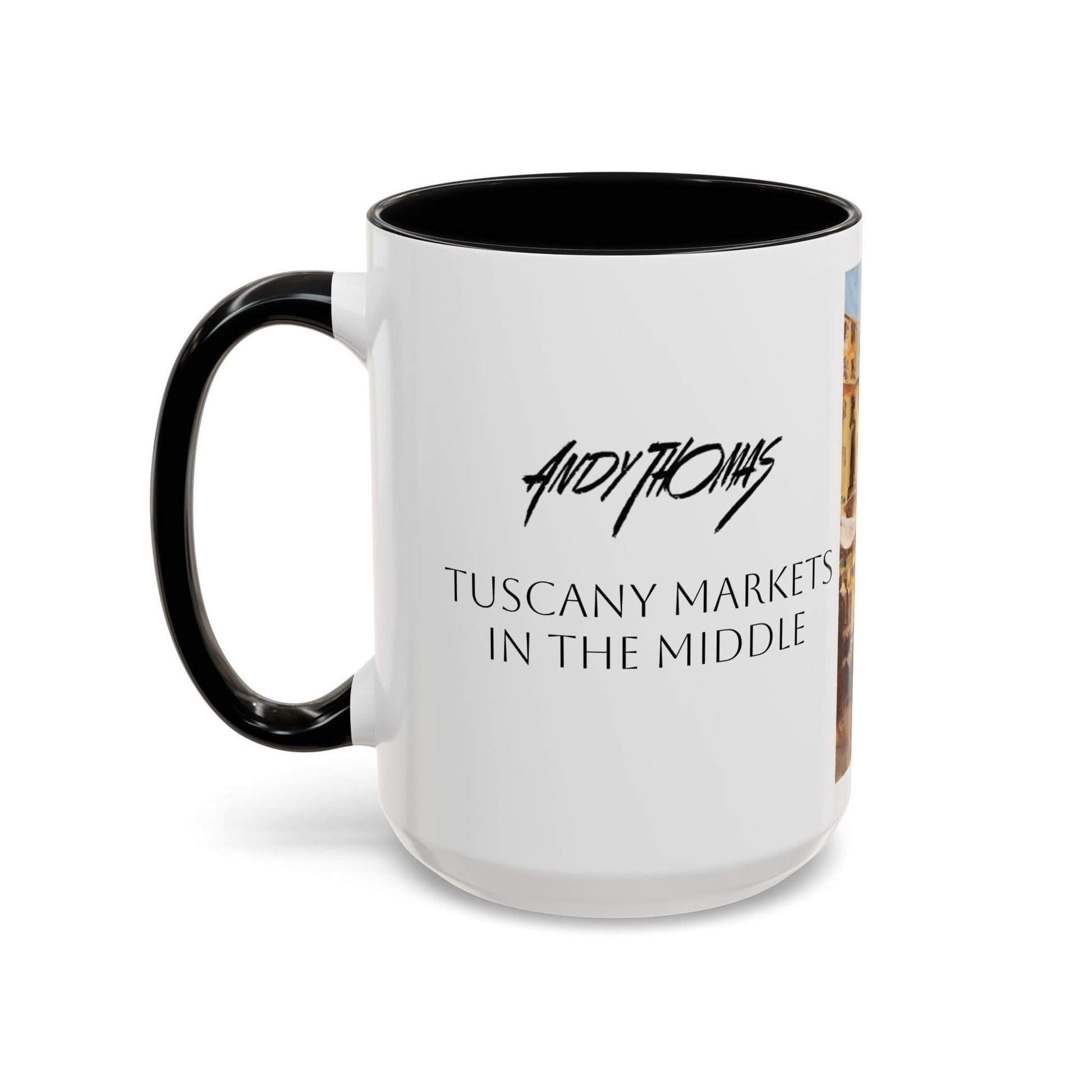 Tuscany Markets in the Middle - Elegant Accented Coffee Mug - 11oz & 15oz - Italian Landscapes - Andy Thomas Designs