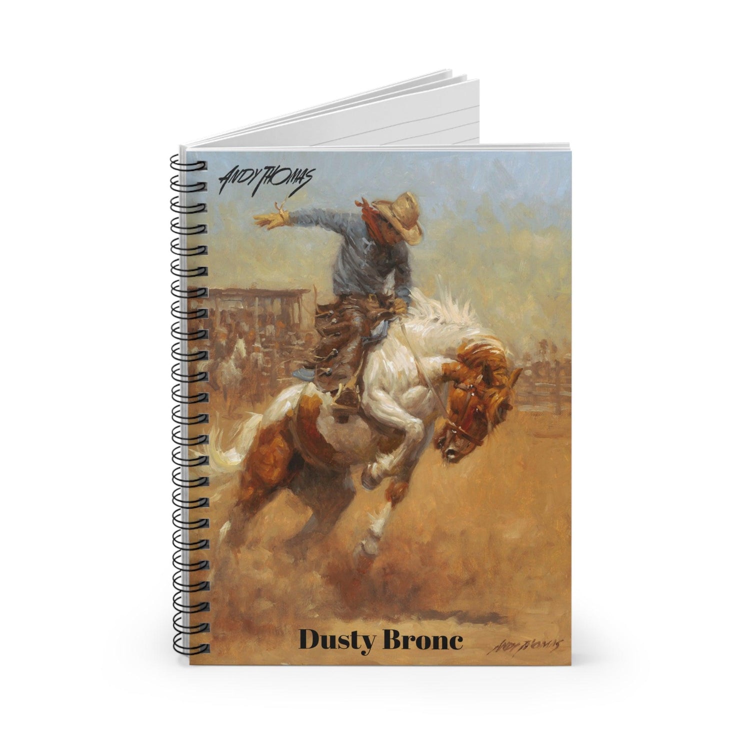 Dusty Bronc - Spiral Notebook Ruled Line - Cowboy at the Rodeo - Andy Thomas Designs