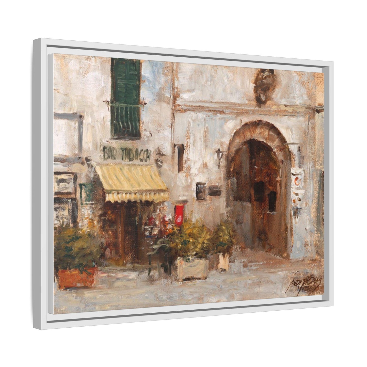 Scansano Tabacchi - Framed Matte Canvas Art - Colorful Italian Tobacco Bar - Andy Thomas Designs