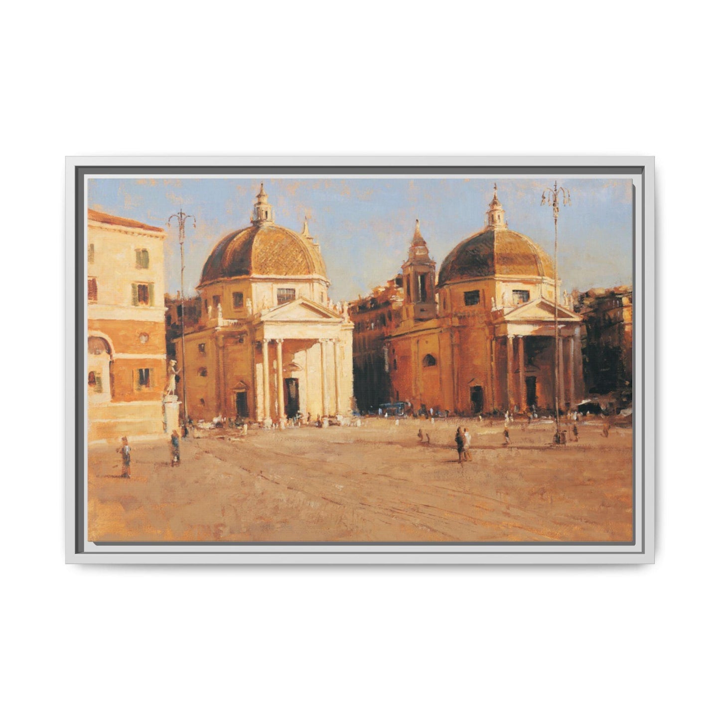 Piazza del Popolo - Framed Matte Canvas Art - Colorful Italian Landscape - Andy Thomas Designs