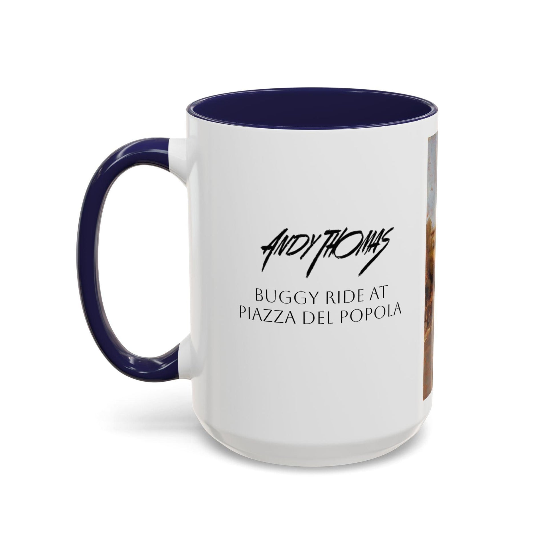 Buggy Ride at Piazza del Popolo - Elegant Accented Coffee Mug - 11oz & 15oz - Italian Landscapes - Andy Thomas Designs