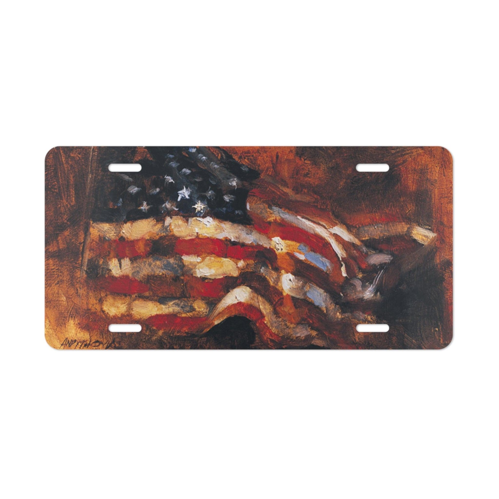 Patriotic Vanity Plate - American Flag Design - Customizable Car Decor - Andy Thomas Designs